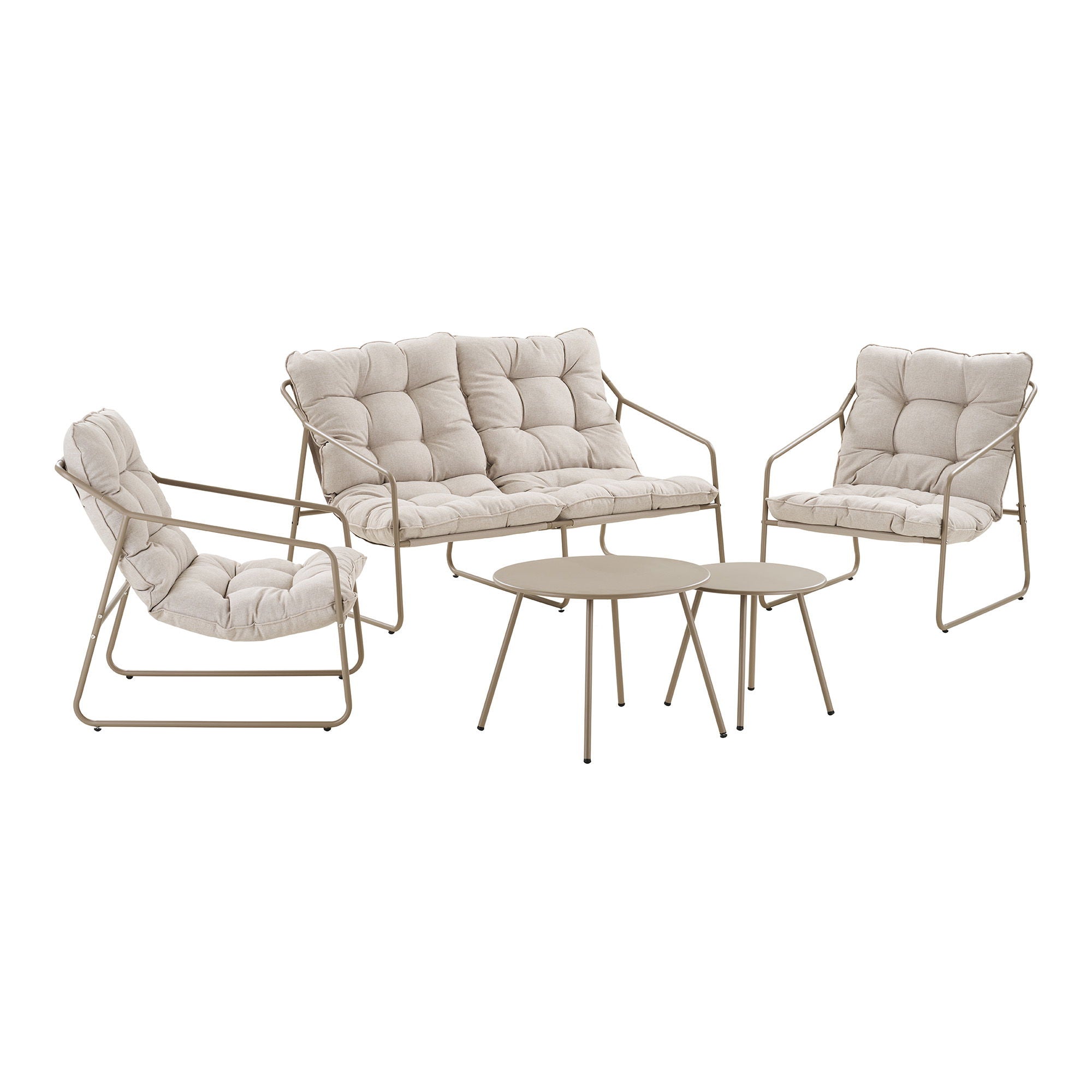 Nilo Lounge Set, steel, sand, incl. cushions