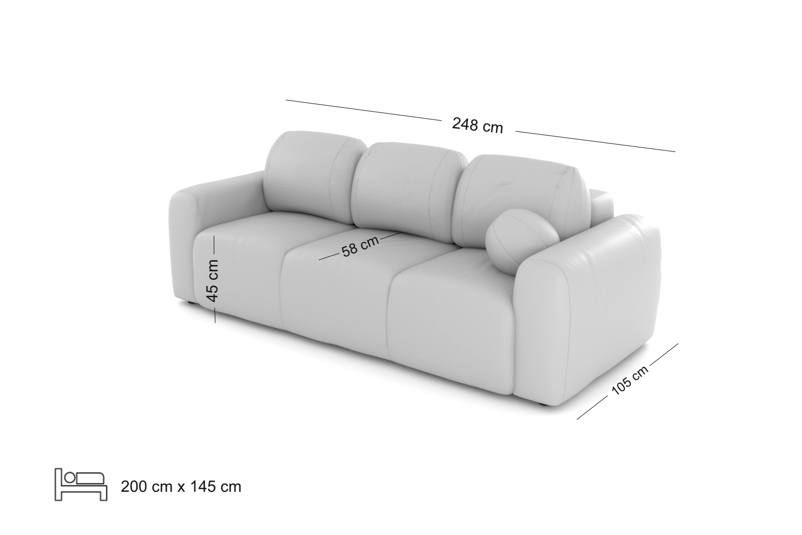 Mia 3-seter sofa med sovefunksjon