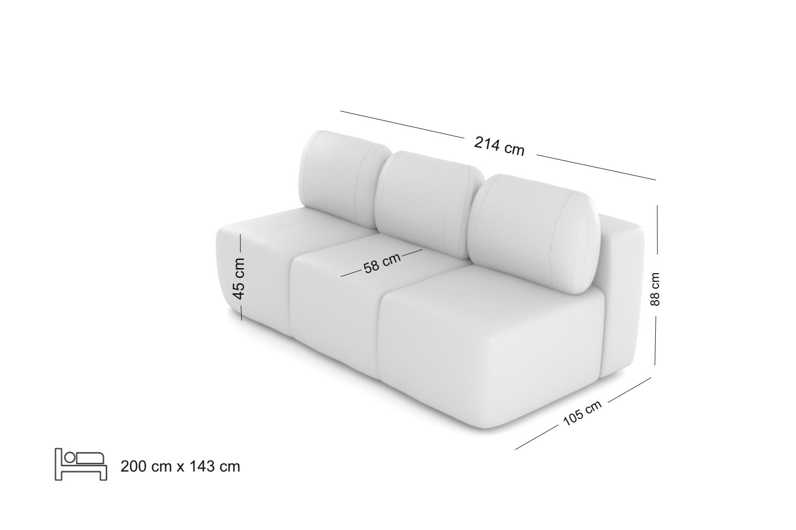 Malwa 3-seter sofa med sovefunksjon