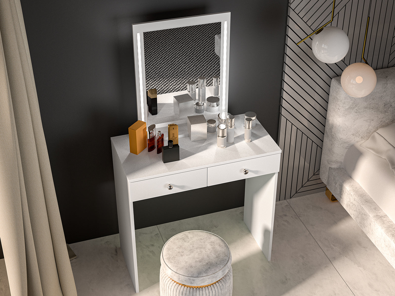 Luna sminkebord med LED-speil