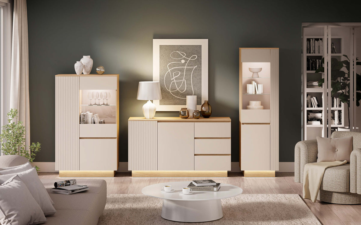 Hills vitrineskap med LED-belysning