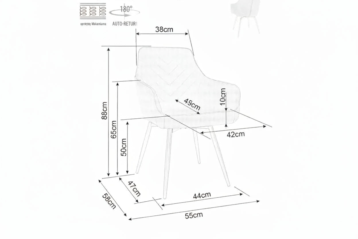 Forma Flow spisestol-180° roteringsfunksjon