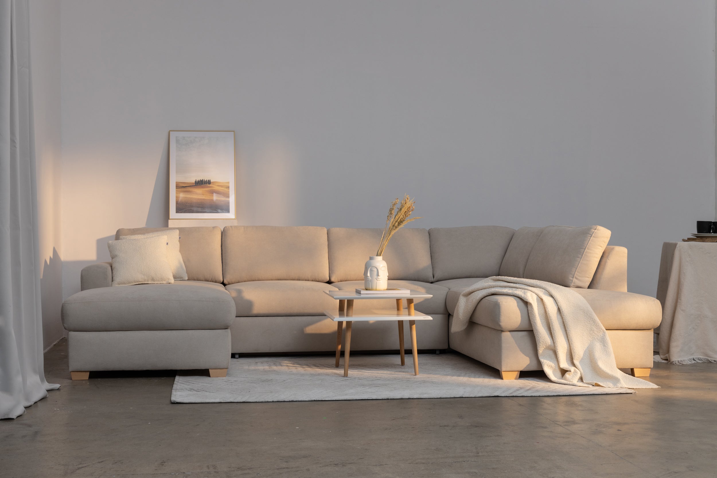 Opti U-sofa med sovefunksjon