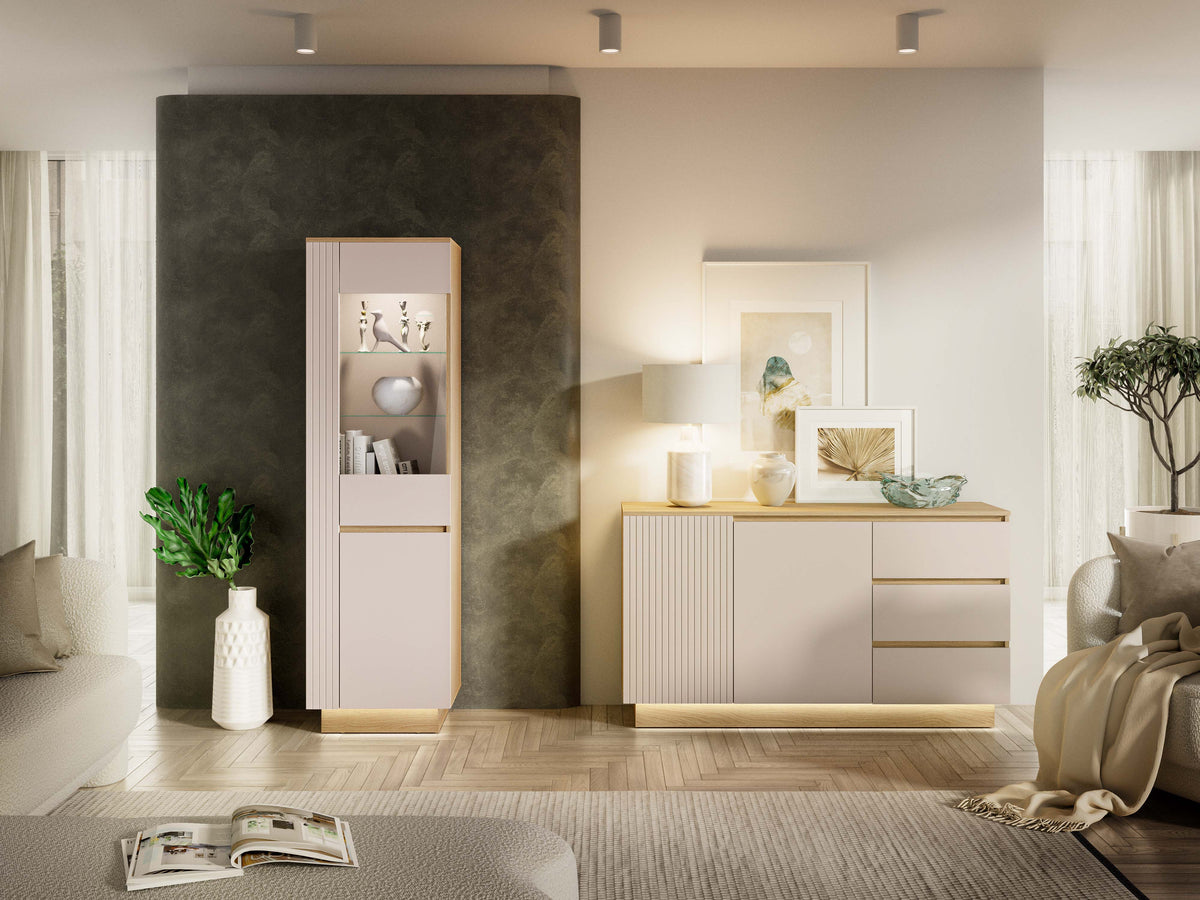 Hills vitrineskap med LED-belysning